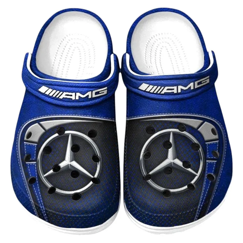 Trendy Track-Ready Auto Themed Clog, Full Print Lightweight Footwear for Fans of Automotive Style CAR177 - Blue