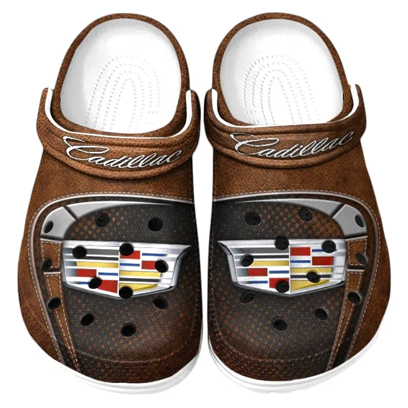 All Over Print Classic American Cruiser Clog, Automotive Lifestyle Inspired Shoes for Car Enthusiasts CAR177 - Brown