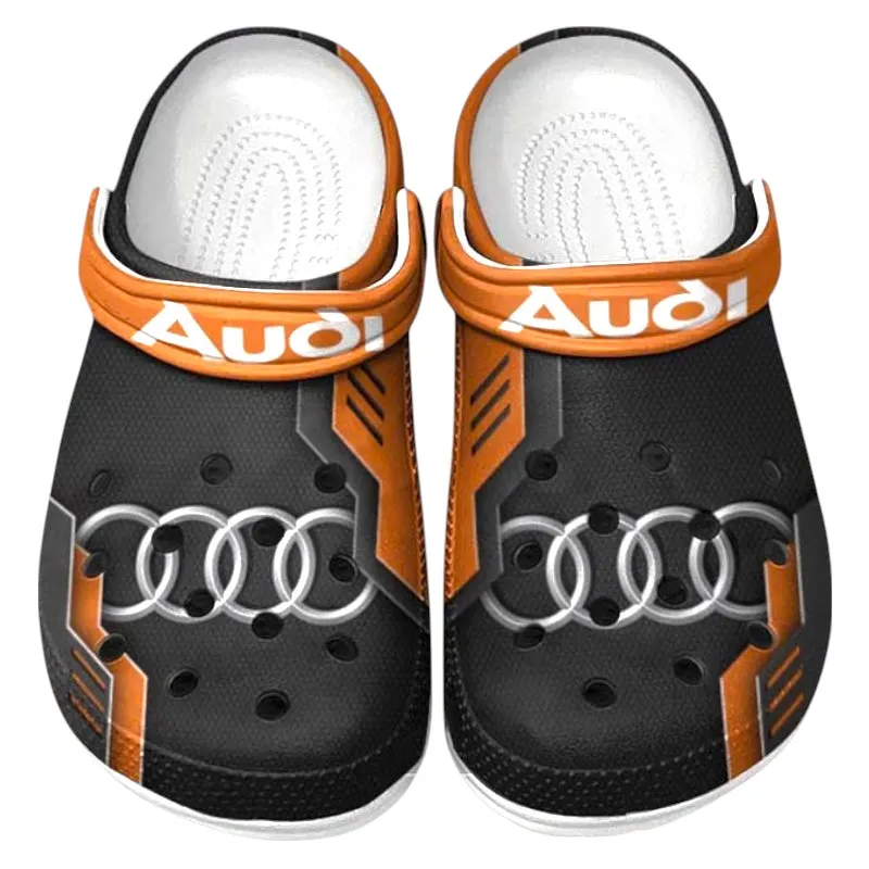 Custom Refined Sport Coupe Inspired Clog All Over Print, Comfortable Slip-On Footwear for Auto Fans CAR185 - Orange