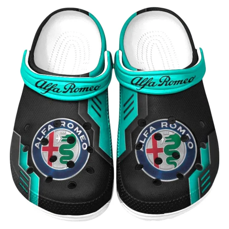 Custom Dynamic Engine Ride Inspired Clog All Over Print, Comfortable Slip-On Footwear for Auto Fans CAR185 - Cyan
