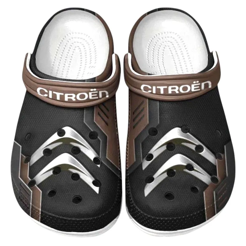 Brown Edition European Car Inspired All Over Print Clog, Perfect Gift Footwear for Automotive Enthusiasts CAR185