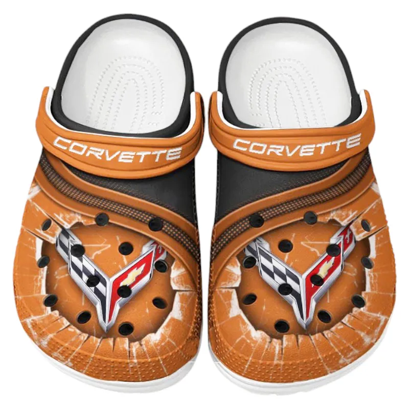Custom American Sports Car All Over Print Clog, Comfortable Slip-On Shoes for Everyday Wear CAR188 - Orange