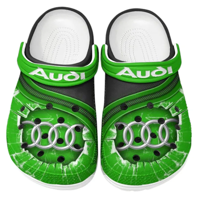 Sports-Inspired Sedan Culture Clog, Stylish All Over Print Lightweight Shoes for Auto Fans and Streetwear Style CAR188 - Green