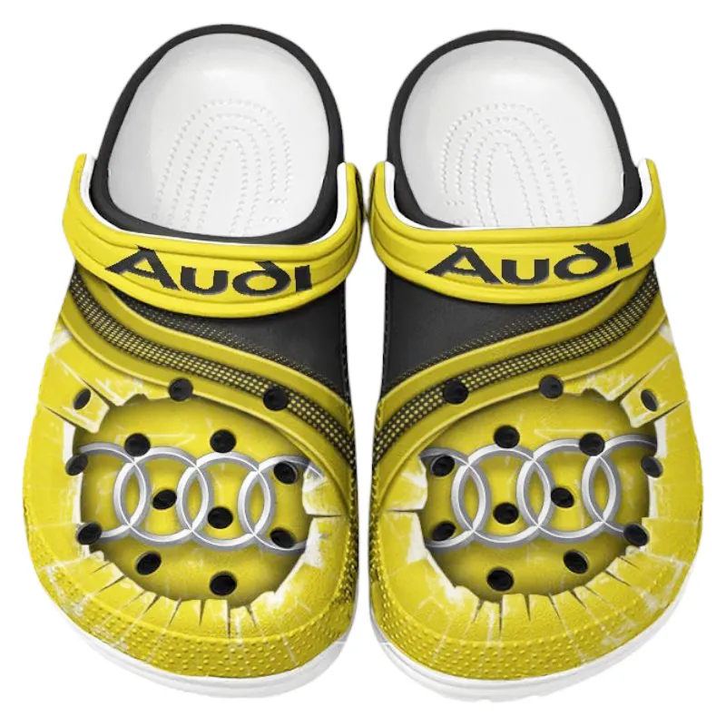 Custom Modern Design Coupe Inspired Clog All Over Print, Comfortable Slip-On Footwear for Auto Fans CAR188 - Yellow