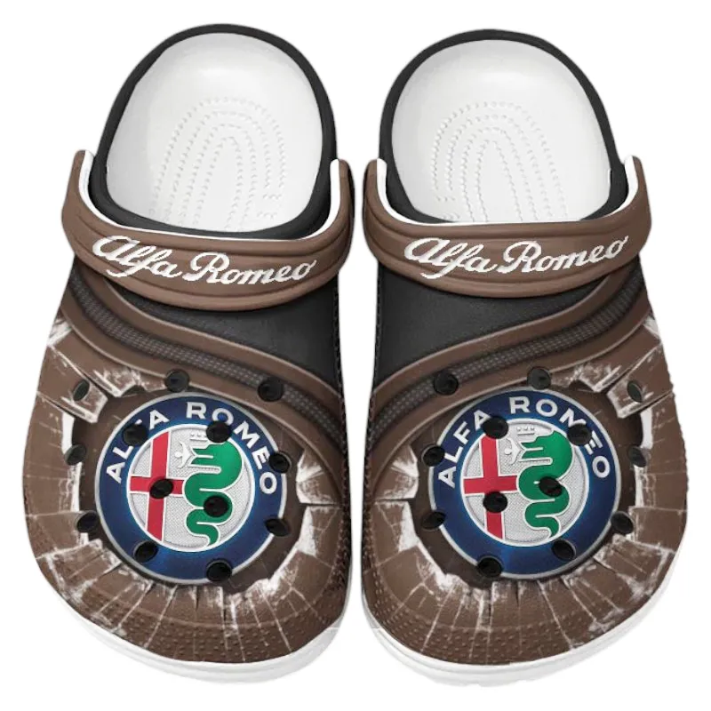 Luxury Roadster Culture Clog, Stylish All Over Print Lightweight Shoes for Auto Fans and Streetwear Style CAR188 - Brown