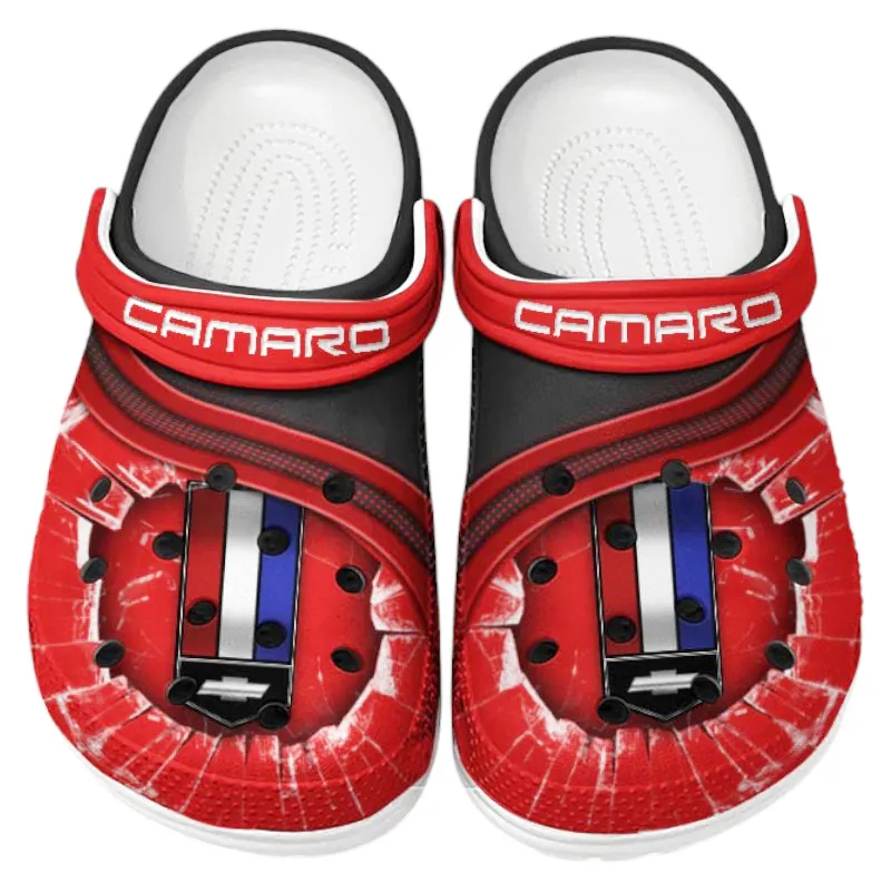 Trendy American Pickup Truck Themed Clog, Full Print Lightweight Footwear for Fans of Automotive Style CAR188 - Red