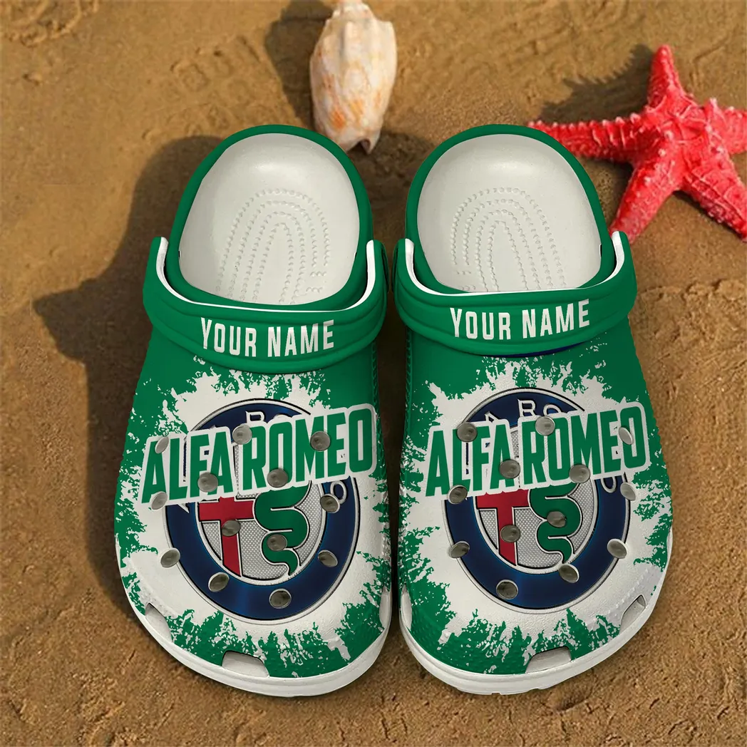 Trendy Classic Sport Coupe Themed Clog, Full Print Lightweight Footwear for Fans of Automotive Style DCAR46 - White