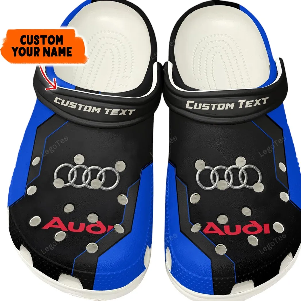 Trendy Classic Roadster Themed Clog, Full Print Lightweight Footwear for Fans of Automotive Style CAR140 - Blue