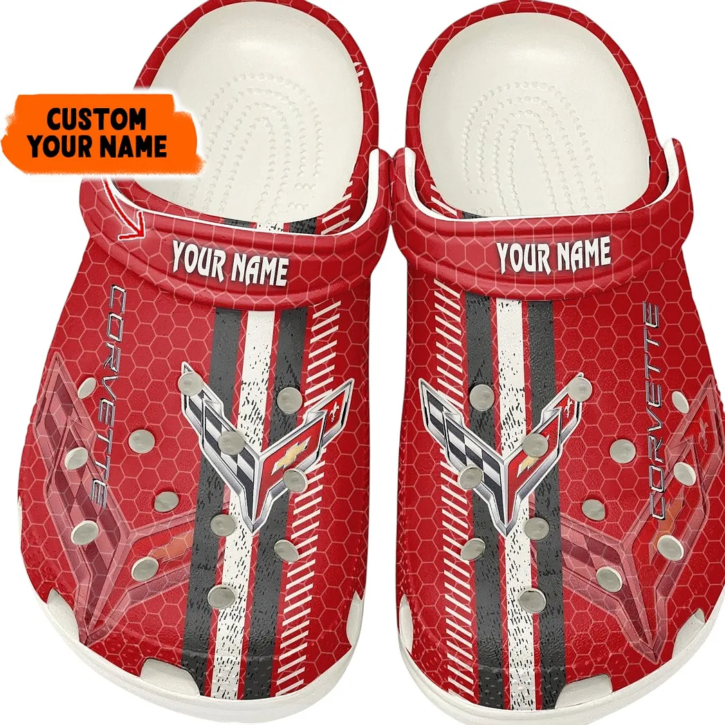 Personalized American Iconic Sports Car Design Clog, Full Print Slip-On Footwear Gift for Car Lovers CAR820 - White