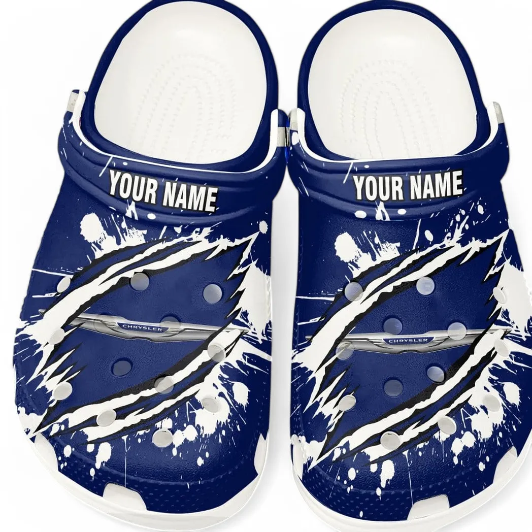 White Custom American Sedan All Over Print Clog, Car Culture Inspired Footwear Gift for Men and Women CAR560
