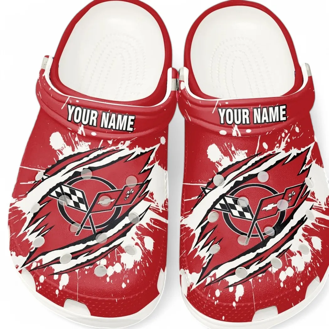Personalized Roadster Design Clog, Full Print Slip-On Footwear Gift for Car Lovers CAR560 - White