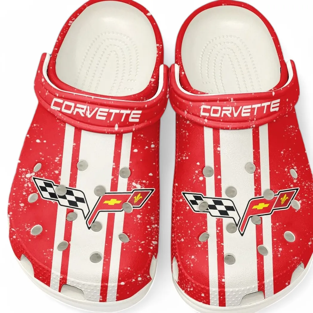 Custom American Iconic Sports Car All Over Print Clog, Comfortable Slip-On Shoes for Everyday Wear CAR620 - White